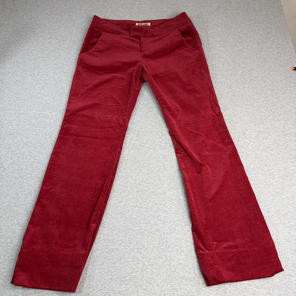 Vintage Doki-Geki Red Velvet Flared Pants Womens 7 Y2K Whimsigoth 70s Vibes Goth